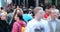 Urban Crowd of Anonymous commuters, unrecognizable tourists  walking in Manhattan, NYC. Times Square. Blurry Background. XXI