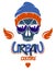 Urban culture style skull in sunglasses vector logo or emblem, gangster or thug illustrati.