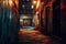 Urban Decay Serenade. Atmospheric city alley with expressive graffiti storytelling. Nighttime allure. Generative AI