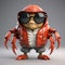 Urban And Edgy 3d Cartoon Crab With Stylish Costume Design