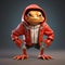 Urban And Edgy 3d Cartoon Frog With Orange Jacket