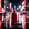 Urban Elegance: 8K Portrait of a Black Man in a Red Raincoat at a Bustling Crosswalk in Buenos Aires, Argentina