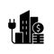 Urban energy price black glyph icon