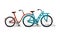 Urban family co-pilot tandem bike flat vector. Urban bicycle, leasure and sport transport for family. Bicycle illustration for a l
