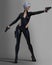 Urban Fantasy Woman fighter in black leather costume