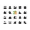 Urban farming black glyph icons set on white space