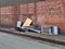 Urban fly tipping - Refuse dumped illegally on a pavement in a town