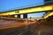 Urban footbridge and road intersection of night scene