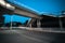 Urban footbridge and road intersection of night scene