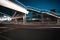 Urban footbridge and road intersection of night scene