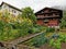 Urban garden in the resort mountain town of Elm Switzerland