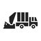 Urban green garbage truck glyph black icon. Residential and commercial waste. Pictogram for web page, mobile app, promo