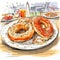 Urban Gritty Bagel Illustration With Detailed Sketching And Hdr