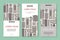 Urban house banners set with various multistorey apartment, public and office buildings on white background.