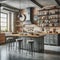 Urban Industrial Kitchen Exposed brick, metal accents, and co