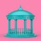 Urban Infrastructure Garden or Park Blue Circle Gazebo with Greek Columns and Roof, or Pergola in Duotone Style. 3d Rendering