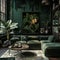 Urban jungle in trendy living room interior design
