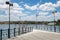 Urban lagoon in the interior of Brazil on a sunny day with aquatic birds