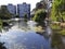 Urban lake and apartments buildings