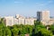 Urban landscape from a height of 12 floors. Modern architecture, multi-storey residential buildings. City Of Saratov, Russia