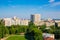 Urban landscape from a height of 12 floors. Modern architecture, multi-storey residential buildings. City Of Saratov, Russia