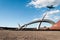 Urban landscape. monument to the pilots of the second world war. two military aircraft-the allies and the Axis countries, depictin