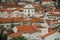 Urban landscape with old white houses