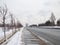 Urban landscape. Road view. Empty streets. Large residential area houses