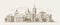 Urban landscape sketch. Town, city, cityscape vector illustration