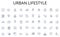 Urban lifestyle line icons collection. Imports, Exports, Tariffs, Trade agreements, International trade, Trade deficits