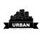 Urban logo template. City skyline silhouette. Vector