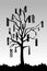 Urban nature tree with grey scale. abstract vector background with shades of green color. wallpaper.