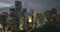 Urban night landscape of downtown district of Miami Brickell in Florida, USA. Skyline with brightly illuminated high