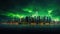 Urban Nightscape A Modern City with Skyscrapers and a Green Aurora Borealis AI generated