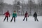 Urban outdoor ice rink in the park.