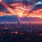 Urban panorama Santiago de Chile glows during a captivating sunset