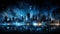 Urban Radiance City Lights White and Laser Blue Abstract Pattern