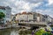 Urban scene, riverside in the city of Ghent, Belgium