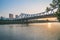 The urban skyline and bridges of Suzhou, China and the scenery of the Beijing Hangzhou Grand Canal