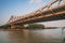 The urban skyline and bridges of Suzhou, China and the scenery of the Beijing Hangzhou Grand Canal