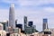 Urban skyline with tall residential and office buildings in South of Market district, San Francisco, California