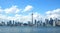 Urban skyline of Toronto city seen from across Lake Ontario, Ontario, Canada.