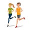 Urban sports. Couple running or jogging for fitness