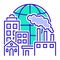 Urban sprawl color line icon. Urbanization. Expansion of megalopolises. Isolated vector element. Outline pictogram for