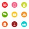 Urban statistics icons set, flat style