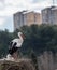 Urban Storks in the center of the city of Madrid in Spain