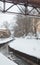 Urban stream in winter. The Lybid river