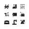 Urban structure black glyph icons set on white space