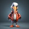 Urban Style 3d Cartoon Pelican: Cute And Edgy Bird Character