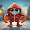 Urban Style Cartoon Crab: Cute Red Crab Wearing Hoodie With Volumetric Lighting